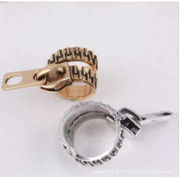 Moda Antique Bronze Zipper Finger Ring Jóias FR18